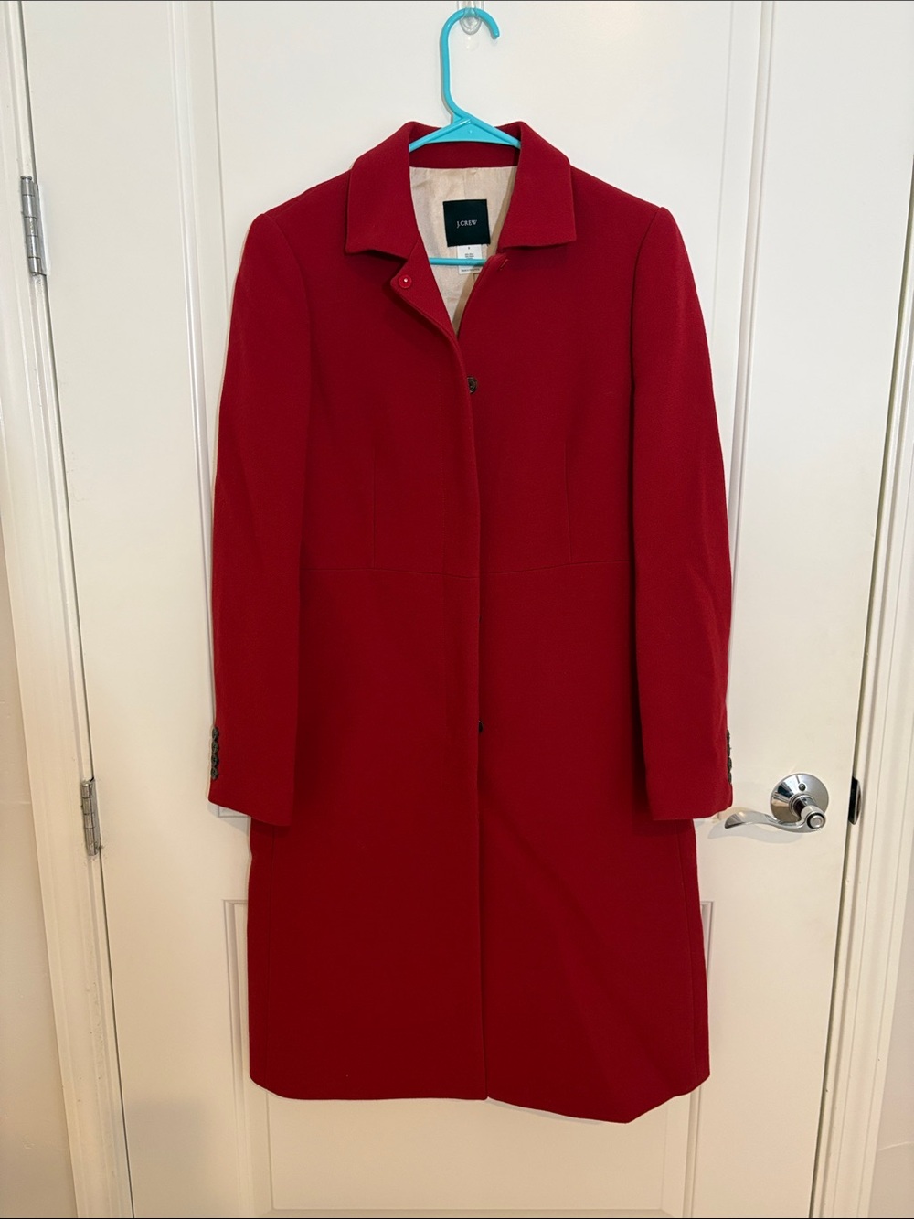 J. Crew Women's Classic Red Wool Pea Coat - Picture 1 of 7
